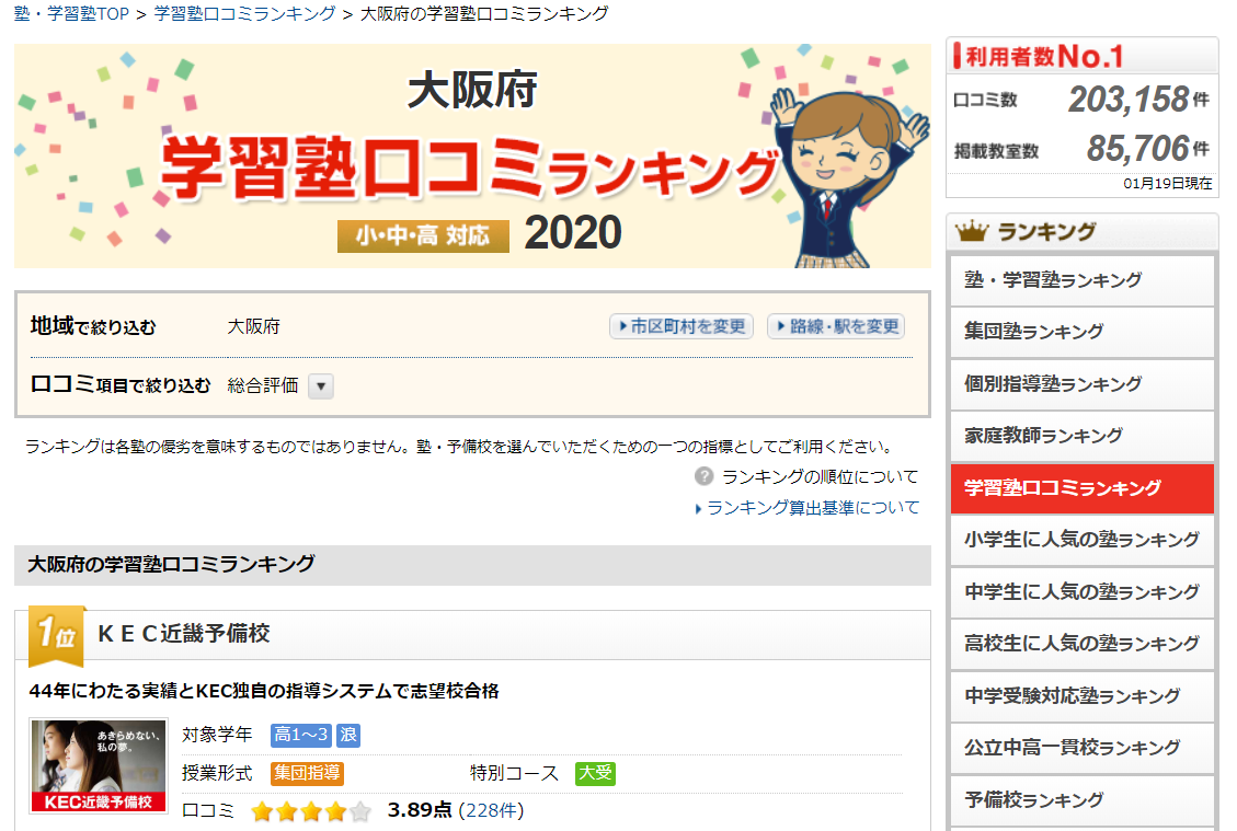 塾予備校_KEC_口コミランキング第１位