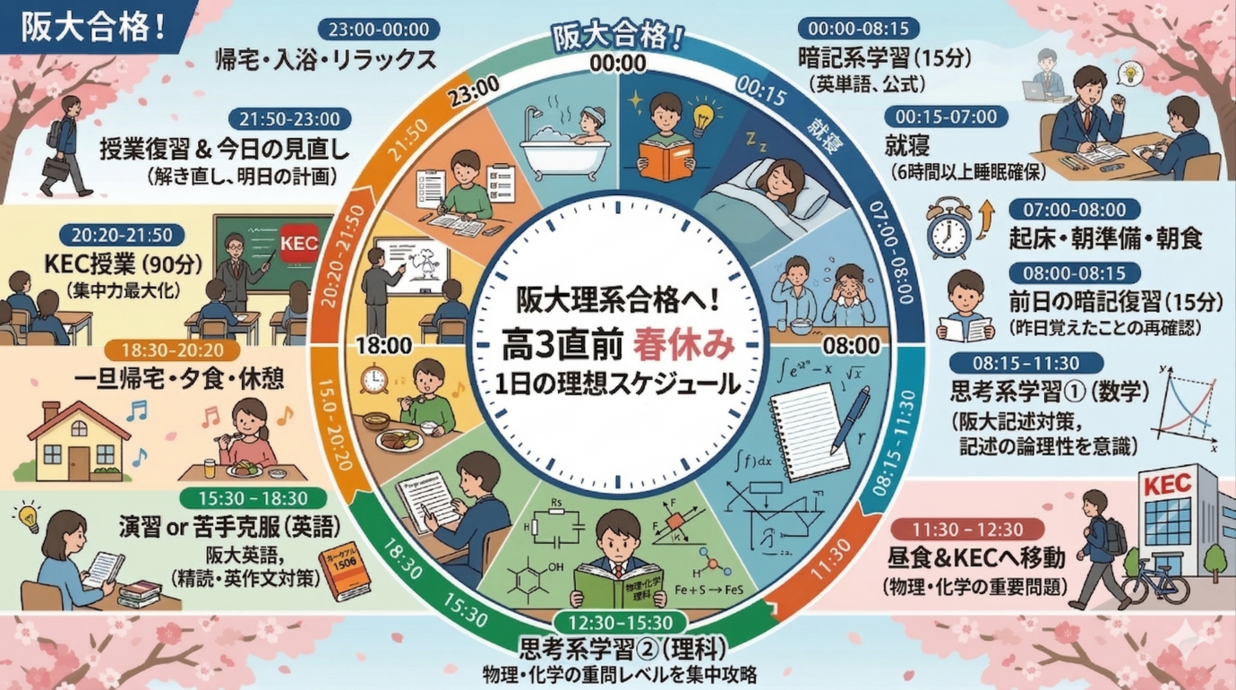 新高3春休み！大阪大学（理系）合格者 理想の1日スケジュール | KEC 
